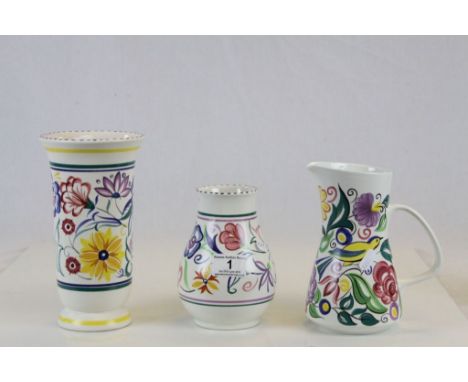 Two vintage Poole Pottery vases and a Jug