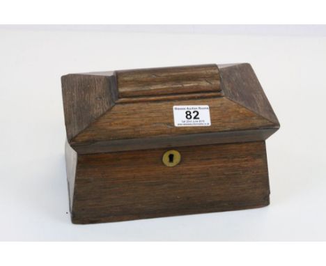 Oak Tea Caddy with internal compartments and contents