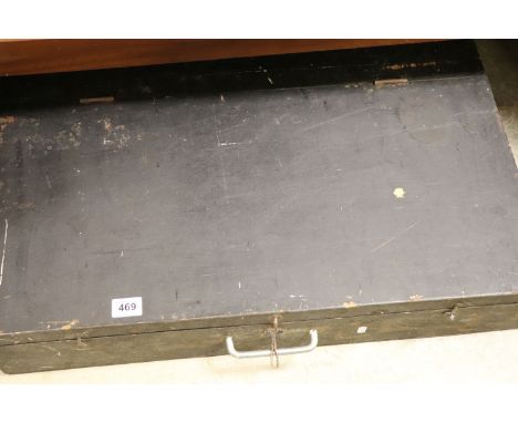 Carpenters type wooden Tool chest with a selection of vintage Tools