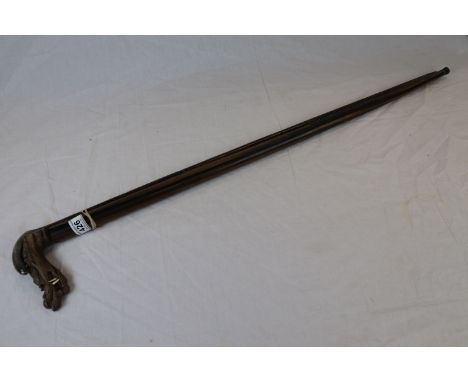 Oriental hardwood walking stick with Dragon head handle, and a hallmarked Silver handled walking cane