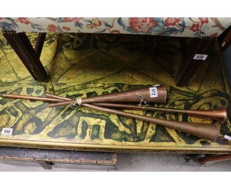 Three Copper Hunting Horns