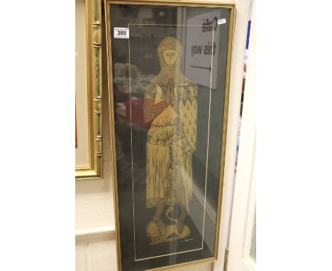 A gilt framed signed mixed method portrait of a medieval knight