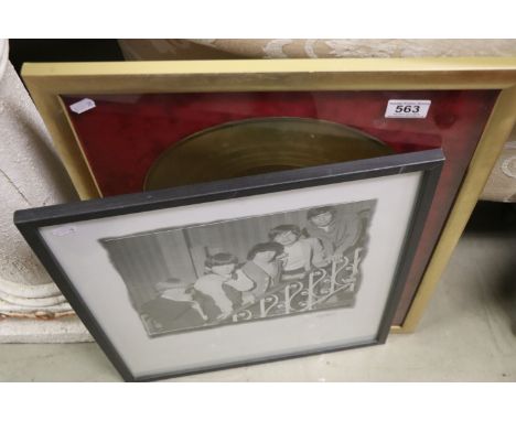 Music interest, a photographic print of the rolling stones together with a framed presentation gold disc 