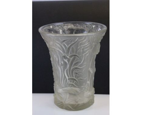 Large Art glass vase with Under Sea design in relief