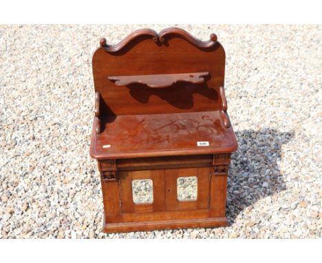 Apprentice Piece Mahogany Chiffonier with carved scroll back, cushion drawer and two mirrored doors