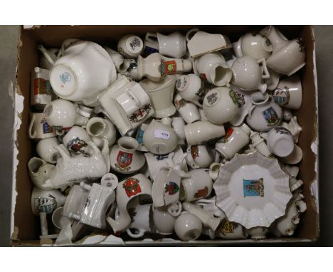 Tray of Crested Souvenir China including Goss, Shelley, Carlton, etc