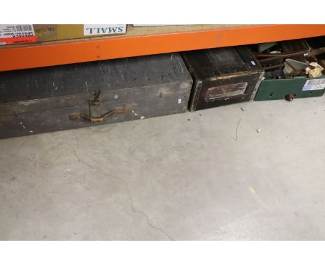 Two Vintage Wooden Tool Box with Tools and a Tray of Mixed Tools