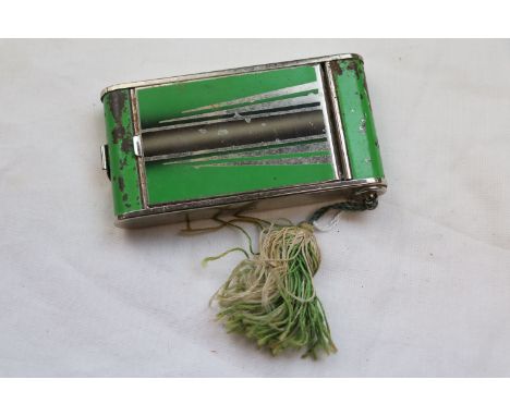 Art Deco Green Enamel Cigarette and Compact Case
