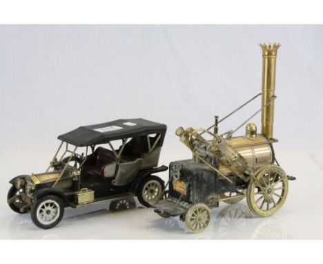 Two vintage novelty Radios by Waco Japan, one designed a a vintage Car the other a Stephenson's type Locomotive