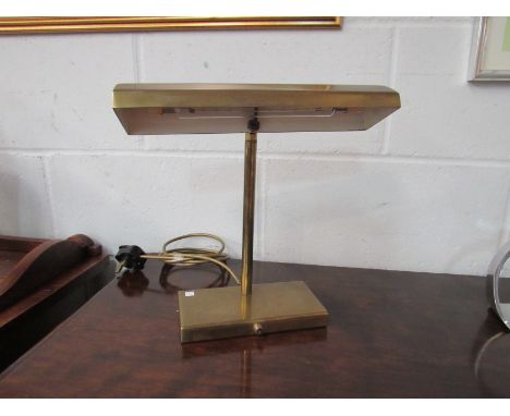 A circa 1970's brass banker's lamp