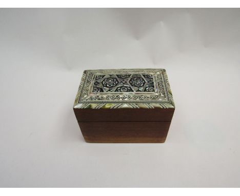 A small playing card box with mother-of-pearl inlay