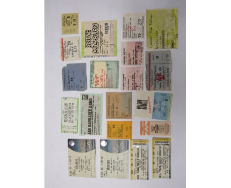 A collection of assorted concert tickets including David Bowie, Bruce Springsteen, Van Morrison, Rolling Stones, Bob Dylan, I