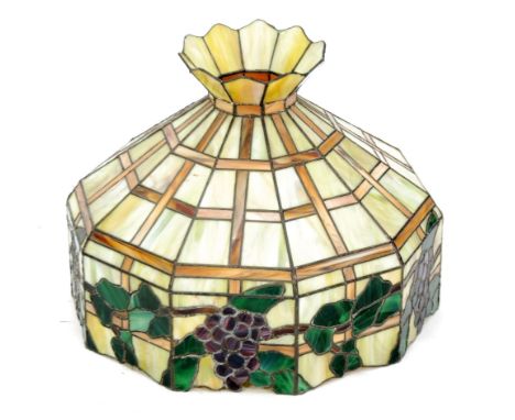 A MODERN TIFFANY STYLE LEADED MARBLED AND STAINED GLASS CEILING LIGHT SHADE of decagonal form, 19 3/4" (50cm) diameter