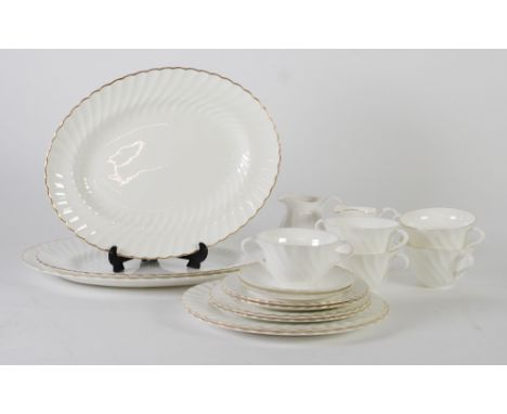 A COMPREHENSIVE MODERN WEDGWOOD  'GOLD CHELSEA' PATTERN DINNER AND TEA SERVICE of in excess of 100 pieces 