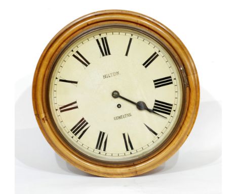 LATE VICTORIAN DIAL WALL CLOCK inscribed Hilton, St Helens, with single train fusee movement, contained in a walnut case, the