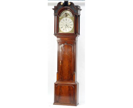 GEORGE III INLAID MAHOGANY LONGCASE CLOCK, the eight day striking movement by Jeremiah Standring, Bolton, with a brass and si