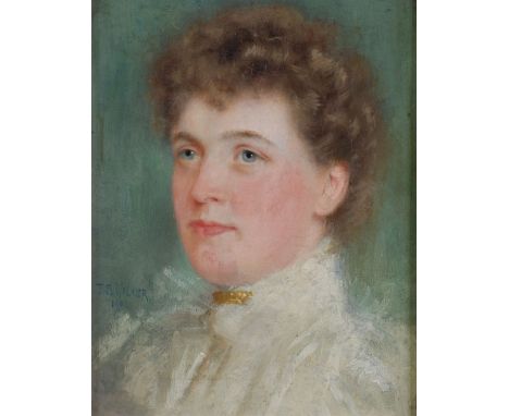 THOMAS BOND WALKER (1861 - 1933) OIL PAINTING ON CANVAS Bust portrait of a lady Signed and dated 1901 10" x 8" (25.4 x 20.3cm