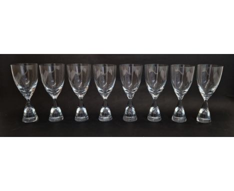 Set of eight Holmegaard 'Princess' wine glasses&nbsp;designed by Bent Severin,&nbsp;the conical foot with an internal air tea