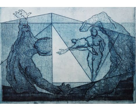 Kaia Mayer (1923-2005) Colour etching 'Eternal Triangle', limited edition numbered IV/XX, signed and titled within margin, fr