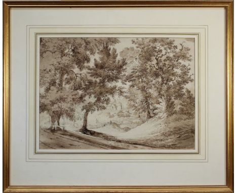 Rev James Bourne (British 1773-1854)
Petersham Church, Surrey. Brown wash pencil. 26.5 x 36.5cm

Provenance Abbott and Holder