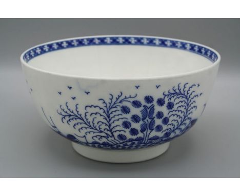 An 18th century Caughley bowl, Chinoiserie decorated in underglaze blue, 'S' mark, 15.5cm diameter