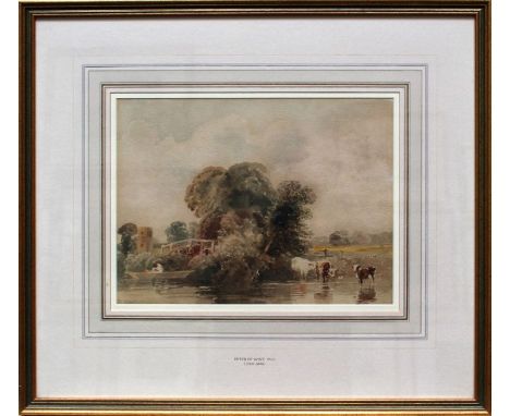 Peter De Wint OWS (1784-1849)
Cattle by a stream, castle in the distance. Pencil and watercolour with scratching out. 24 x 32