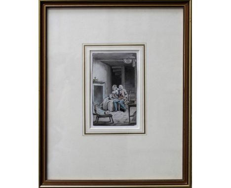 Francis Wheatley R A (1747-1801)
A family in Crisis, an illustration for Pamela. Pen and watercolour, 12 x7cm

Provenance Abb
