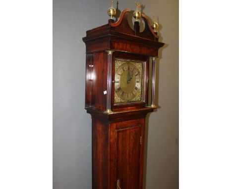 R Gilkes, Adderbury. Thirty hour longcase clock with 10'' square brass dial. A thirty hour birdcage movement striking on a be