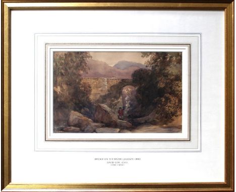 David Cox (British 1783-1859)
A bridge on the River Llugwy. Watercolour, pencil and scratching out. Signed and indistinctly d
