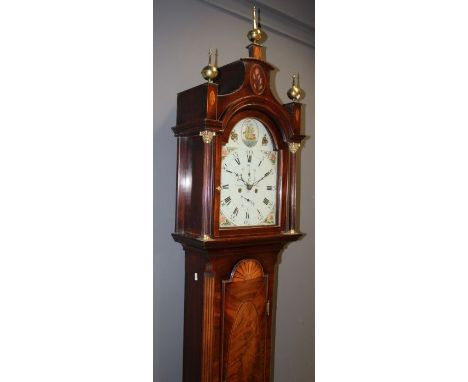 J Richie of Hull. Eight day longcase clock with 12'' still arch dial, c 1790. Eight day two train movement striking on a bell