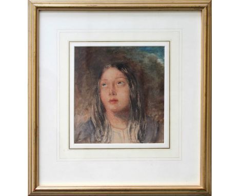 William Henry Hunt OWS (British 1790-1864)
Portrait of Emma, the artists daughter. Watercolour 19 x 17.5cm

Provenance Abbott