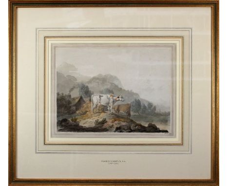 Francis Wheatley RA (1747-1801)
Cattle grazing by a cottage. Pen, grey ink and watercolour over pencil. Signed with initials 