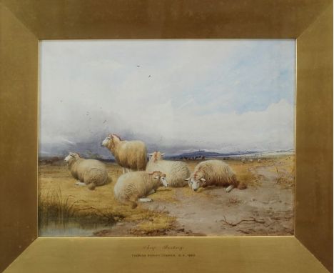 Thomas Sidney Cooper RA (British 1803-1902)
Sheep resting. Watercolour&nbsp; over faint pencil. Signed and dated 1862, lower 