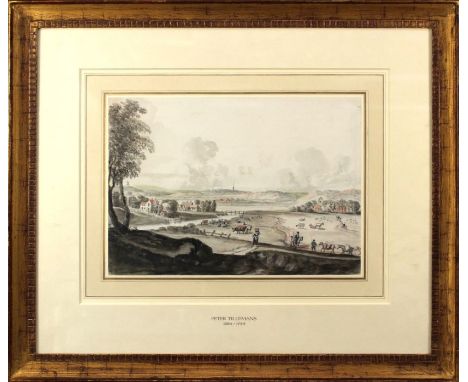 Peter Tillemans (Flemish 1684-1734)
A distant view of Salisbury Cathedral. Pencil, black chalk and watercolour heightened wit