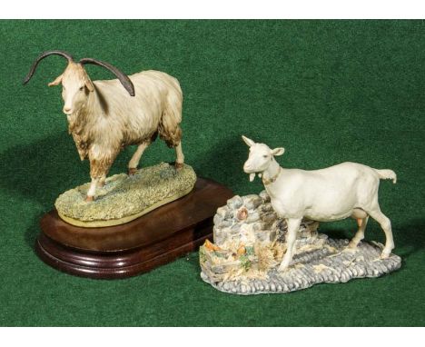 Two Border Fine Arts figure groups, Goat with stand and Nanny Goat, by R Ayres 1986
