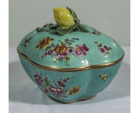 A 19th century lidded bowl possibly Helena Wolfsohn with interlinked A and R mark to base, some loss of decoration to lid