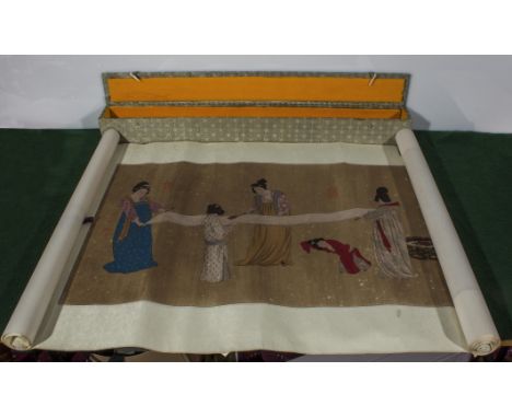 A boxed Chinese scroll, signed