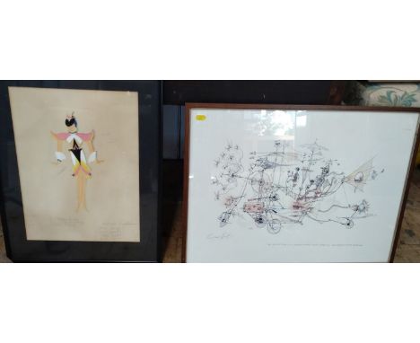 A Costume Sketch, framed and glazed. Bears a label to verso.And a limited edition print. (2) 