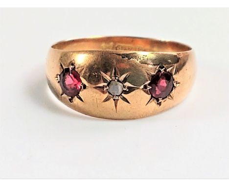 A Victorian ruby and diamond ring, size M  2.58g 