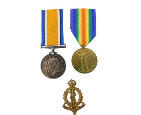 A WWI pair of medals, consisting of the British War medal and the Victory medal, inscribed to the edge 62784 Private FW Terri