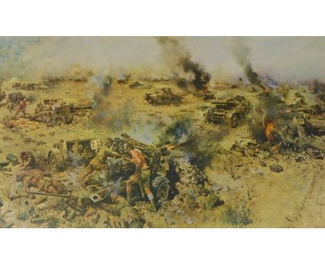 After Terence Cuneo. The Battle of Knightsbridge, artist signed print, 50cm x 76cm.