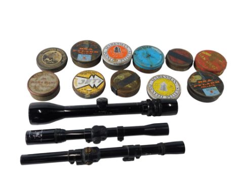 A Bushnell Scope Chief IV 3x-9x telescopic sight, made in Japan, together with a Nikko Sterling Silver Cross wide angle air r