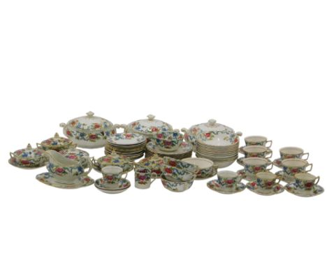 A Booths Flora Dora pattern part dinner, tea and coffee service.