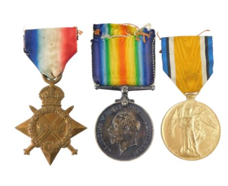 A First World War trio of medals, consisting of a 1914-15 Star inscribed to the reverse SE-4856 Private JH Whitehurst Army Ve