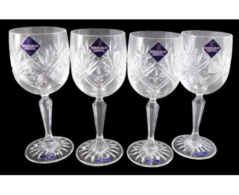 A set of four Edinburgh crystal cut glass goblets, in fitted box. 