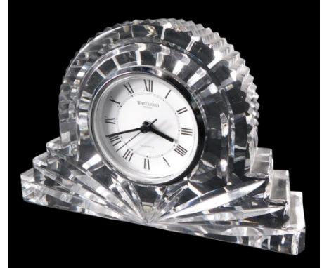 A Waterford crystal quartz mantel clock, with box and packaging.