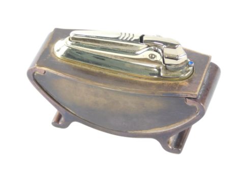 A Ronson gilt finished lighter, in Art Deco style, 10cm wide. 
