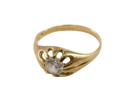 A 9ct gold and CZ solitaire ring, in a claw setting, size U, 2.6g. 