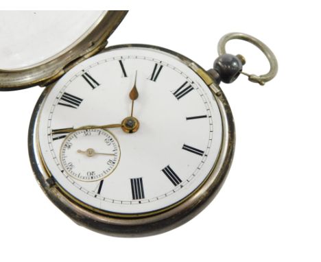 A silver cased pocket watch, the enamel dial with Roman numerals, Chester hallmark.