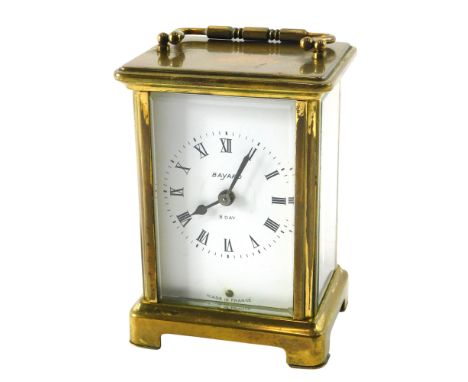 A Bayard brass cased carriage clock, on bracket feet, 22cm high.
